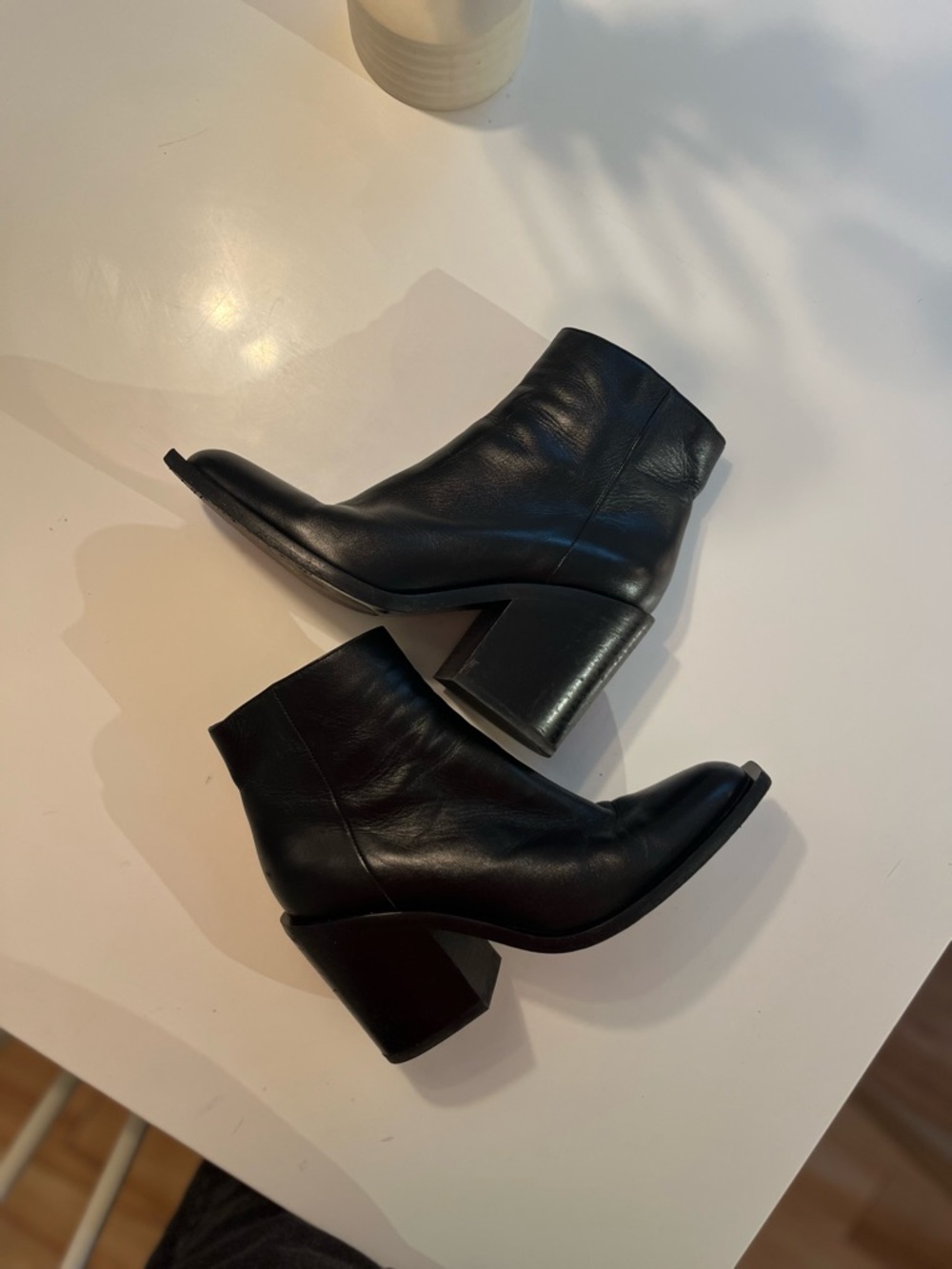 Marni Black Leather Square-Toe Ankle Boots with Block Heel - Picture 7 of 10